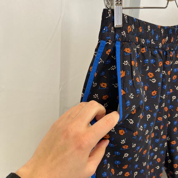 MADEWELL Sz S Prairie Posies Track Trouser Pants Prairie Floral True Black Blue - Picture 4 of 8